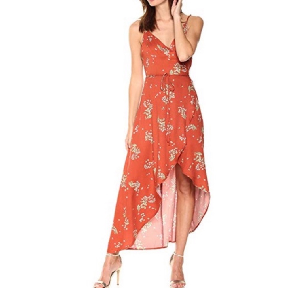 Rust Somedays Lovin High Low Floral Wrap Dress